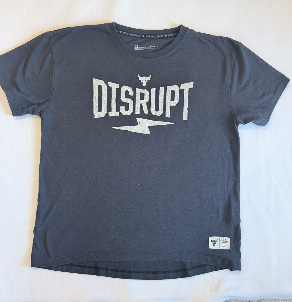 Under Armour Project Rock Disrupt T-Shirt Men’s M Black Dwayne Johnson Loose Fit
